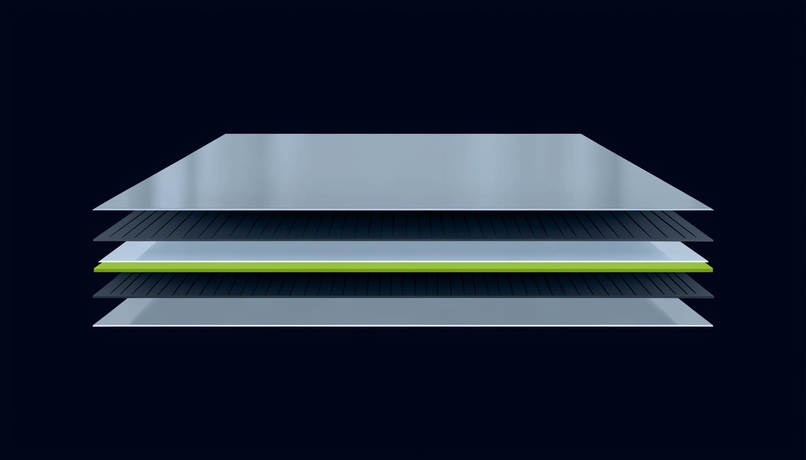 Exploded layer diagram of an insulated steel roof panel